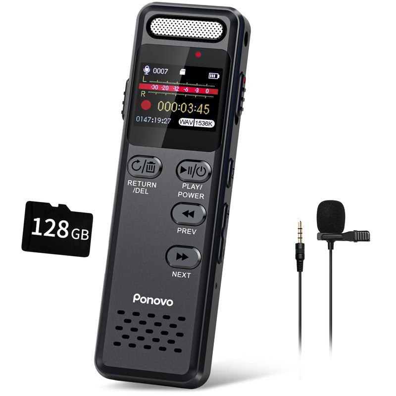 [AUSTRALIA] - 160GB Digital Voice Recorder with Playback, 1100mAh Audio Recording Device for Lecture Interviews, 1536Kbps Voice Activated Recorder with Noise Reduction, Password, External Microphone 160GB 
