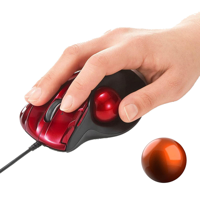 SANWA Wired Trackball Mouse GMATB44RN + Orange 34mm Trackball Replacement Ball Set, Computer Rollerball Mice, 400/800/1200/1600 DPI, Compatible MacBook, Laptop, Windows, macOS, Chrome OS