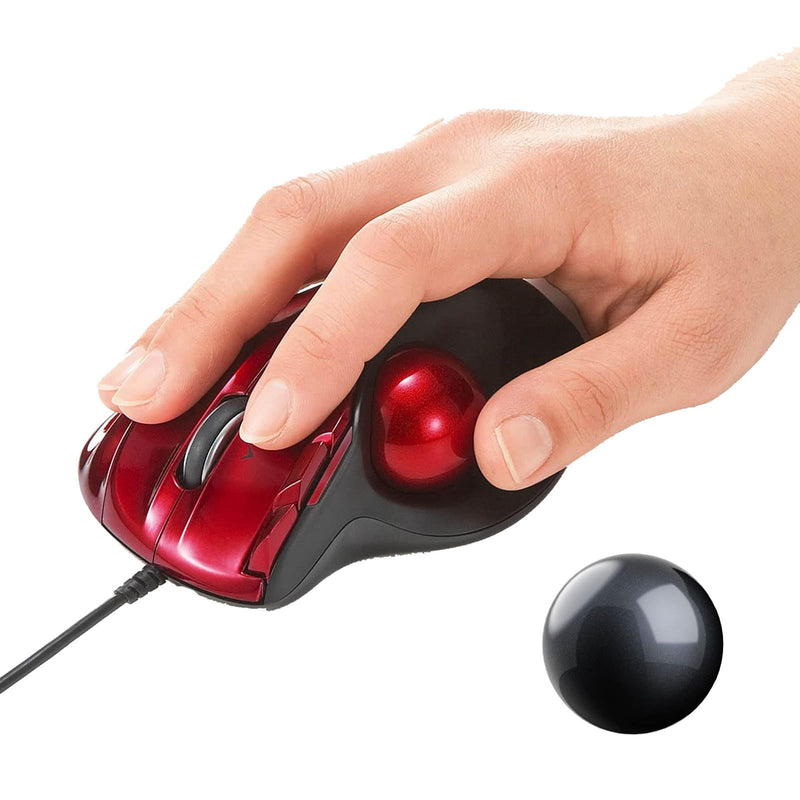 SANWA Wired Trackball Mouse GMATB44RN + Black 34mm Trackball Replacement Ball Set, Computer Rollerball Mice, 400/800/1200/1600 DPI, 5 Buttons, Compatible MacBook, Laptop, Windows, macOS, Chrome OS