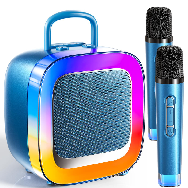 Kinglucky Kid-Friendly Karaoke Machine for Kids with 2 Microphones (2025 Upgrade) Gifts for Girls Most Popular 3-12 Year Old Girl Gifts 3 4 5 6 7 8 9 10 11 12 Year Old Girl Birthday Gift Gold Blue