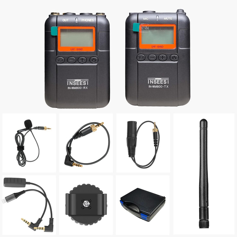 Professionai Wireless Video Recording Microphone with 1 Receiver,1 Transmitters, and 1 Lapel Microphones Compatible Smartphones,DSLR,and Video Cameras