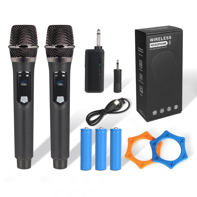 [AUSTRALIA] - Unitrile for Sing, Play, and Activities, 2.4GHz Hi-Rise Wind with Rechargeable Receiver, 200 Feet Gold Mist 2 Pieces for Karaoke, Pa System (Black) Black 