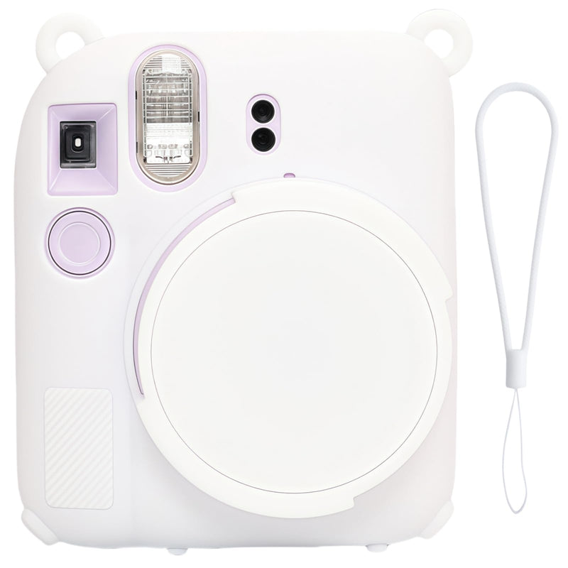 [AUSTRALIA] - Instant Mini 12 Camera Protective Case Compatible with Instax Mini 12, Soft Case Cover Rubber Camera Sleeve with Removable Lens Cover, Includes Wrist Strap (White) White 