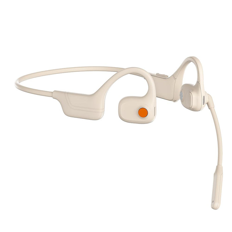 AYI Open Ear Air Conduction Bluetooth Headphone Dual Mic Rotatable Boom Mic Active Noise Cancellation IPX5 Waterproof Bluetooth 5.4 Pain-Free Design for Sports Work Outdoor Activities-DG White DG09 White