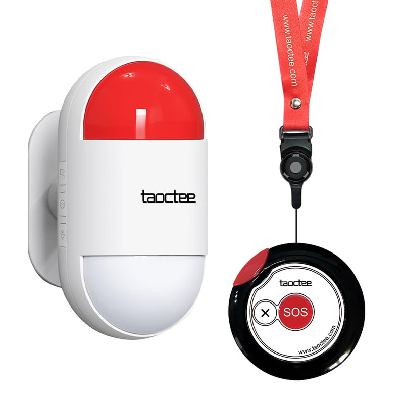 [AUSTRALIA] - Panic Button Alarm for Security Emergency Remote Panic Alarm Siren for Home Strobe Siren,Lightweight and Compact Button with Lanyard,Emergency Alert System for House Business Shop(Battery/USB) 1 Siren+1 Button 