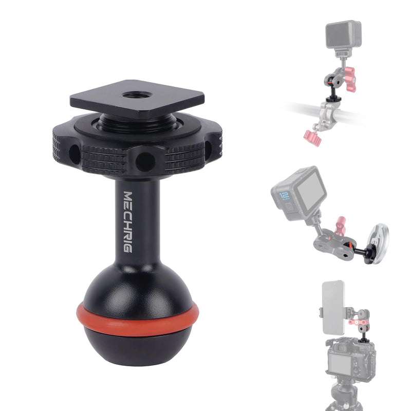 [AUSTRALIA] - 20mm Ball Head Hot Shoe Adapter for Camera Magic Arm, CNC Aluminum Alloy Quick Release Mount with Anti-Slip Ring for DSLR Rig/Gimbal Handle/Riding Filming(62008 Hot Shoe Mount Ball Head) 62008 