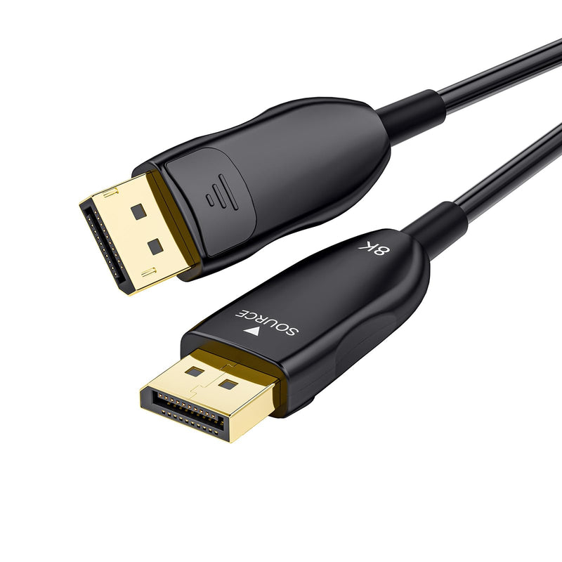 8K Fiber Optic DisplayPort Cable 2.1, 15ft Active DP Cable 54Gbps, 8K@60Hz, 4K@240Hz, 2K@360Hz, HDR, HDCP, DSC 1.2a, High Speed Optical Display Port Cord for Gaming/Monitor/FreeSync/G-Sync/TV/PC