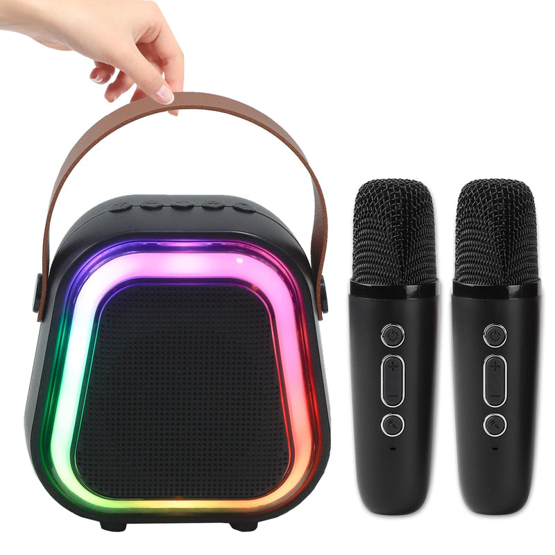 Kids Karaoke Machine for Adults, Portable Bluetooth Mini Karaoke Microphone, Singing Speaker with 2 Wireless Mic and Party Light, Birthday Gifts for Boys Girls, Family Home Party