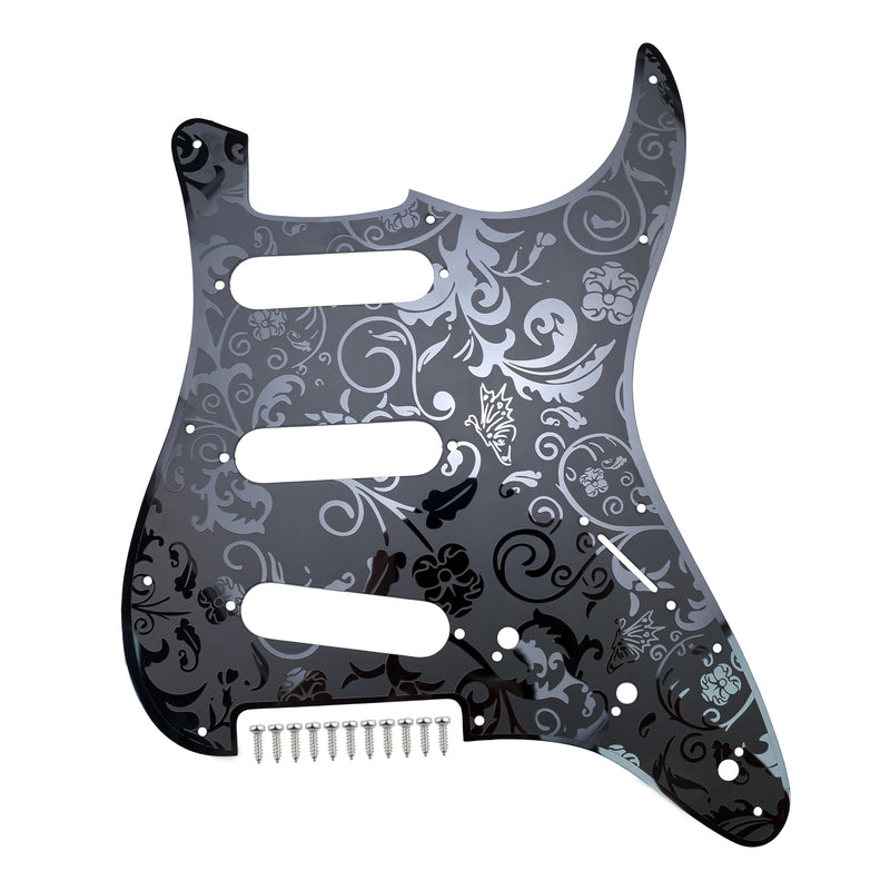 [AUSTRALIA] - Stainless Steel Guitar Pick guard 11 holes SSS Single Coil Mounting Screws 9/32''Potentiometer Metal Electric Guitar Pickguard Compatible with Stratocaster Strat ST Style Guitar(Black) SSS-7mm Black 