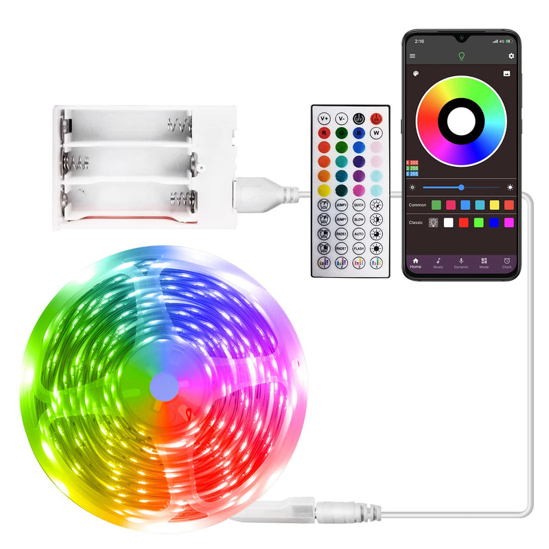 [AUSTRALIA] - RUISHINE Battery Operated LED Strip Lights 32.8ft, Battery Powered Led Strip Lights for Bedroom Color Changing APP Remote, USB Led Lights for TV, Room, Kitchen, Party 