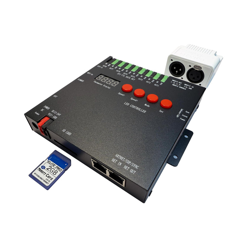 K8MINI ARTNET+DMX Console LED Pixel Controller, for SPI-TTL LED Light, Online Offline, Addressable Programmable, 2G SD Card With 96 Program Modes and Offline Software. K8 MINI ARTNET