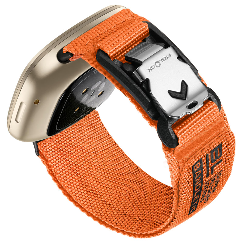 Bandletic Fidlock Magnetic Band Compatible with Versa 4/3 & Sense 2/Sense | Fidlock Magnetic V-Buckle Snaps On/Off in One Second, For Cycling, Hiking, Camping & Running, Men Women Orange Medium