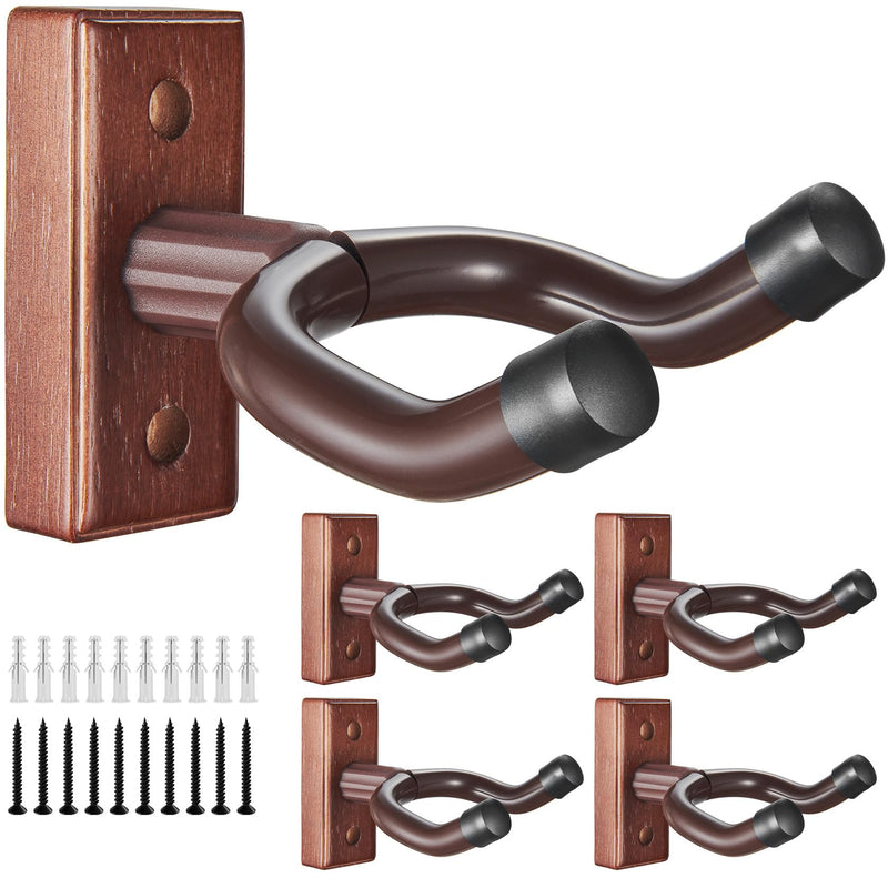[AUSTRALIA] - KKG 5 Pack Guitar Brown Wall Mount,Guitar Wall Hanger, Guitar Hanger Wall Hook Holder Stand with Screws, Hardwood Guitar Wall Mount Hanger for Acoustic Guitar, Electric Guitar, Banjo, Bass 5PcsBrown 