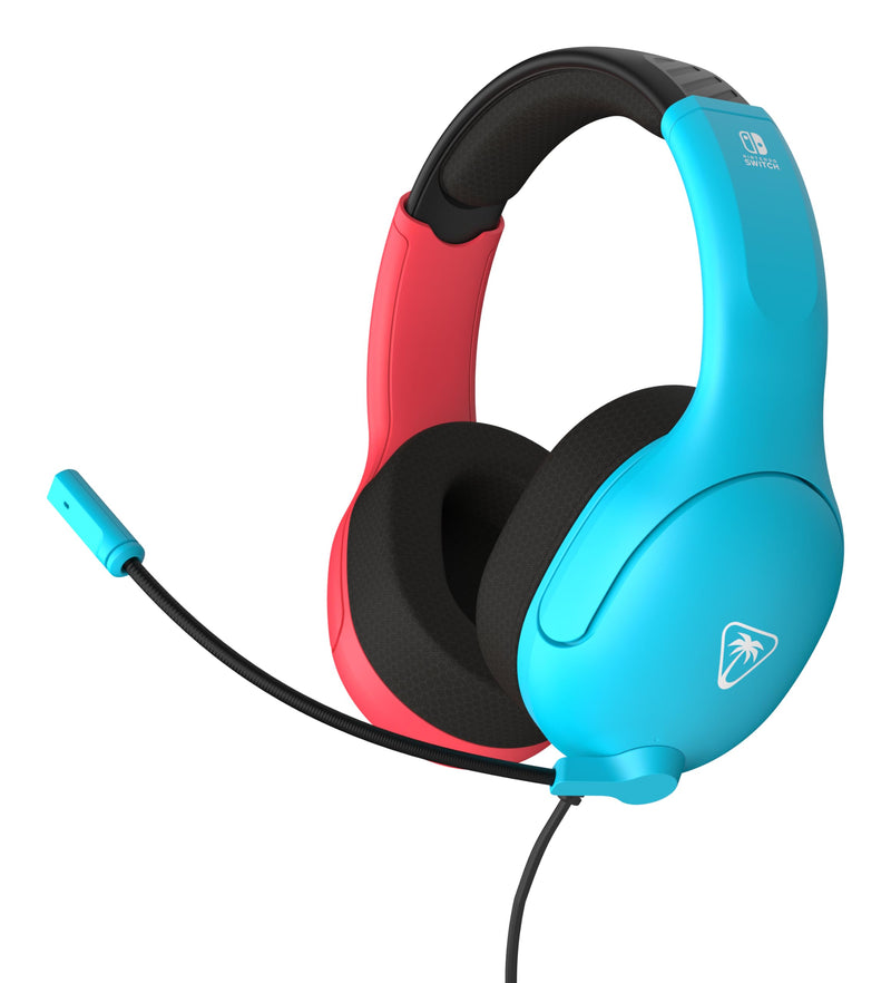 [AUSTRALIA] - Turtle Beach Airlite Fit Wired Gaming Headset: Officially Licensed for Nintendo Switch, Nintendo Switch 2/Lite/OLED Model - Flip-to-Mute Mic, Over-Ear Comfort Cushions, 40mm Speakers - Neon Blue & Red 