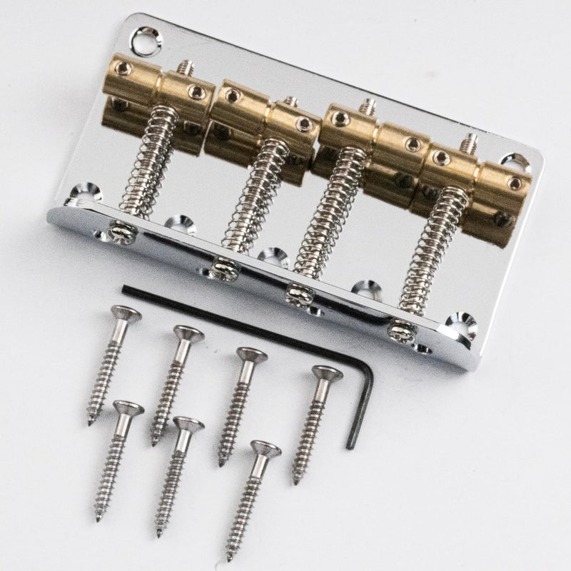 4-String Electric Bass Fixed Bridge - Gold Brass Saddles for Enhanced Sustain, Designed for Fender Jazz/Precision Bass