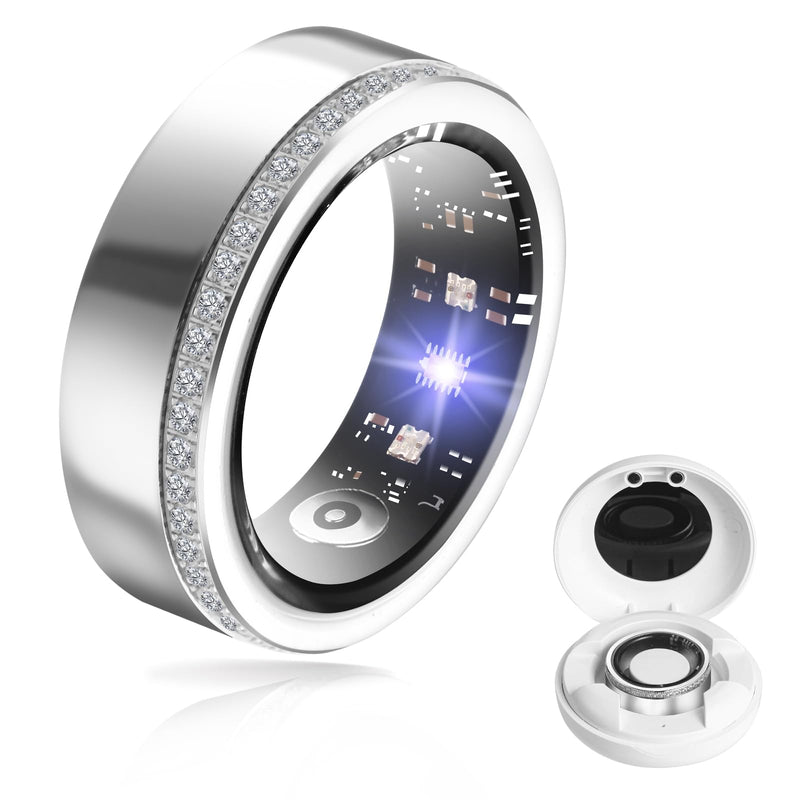 Health Tracker Smart Ring for Men Women-IP68 Waterproof Sleep Tracker with Heart Rate/Blood Pressure/Blood/Physiological Cycle/Oxygen Tracking, Step Counter, iOS & Android Compatible (8#) 8#