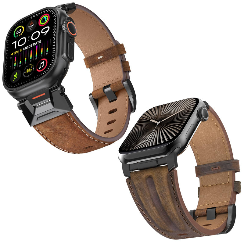 Top Grain Genuine Leather Compatible with Apple Watch Ultra Band 49mm 46mm 45mm 44mm 42mm