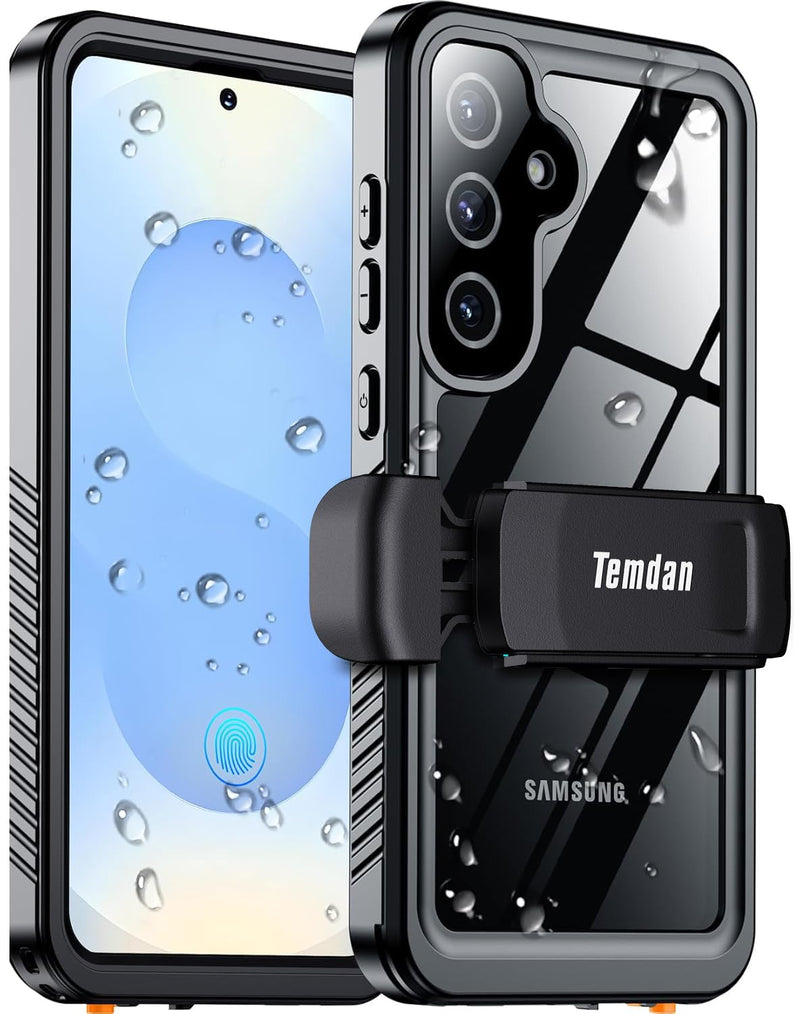 Compatible with Samsung Galaxy S25 Case Waterproof with Belt Clip Holster, Built-in Lens & Screen Protector Military Grade Shockproof Dropproof IP68 Underwater Full Body Phone Case