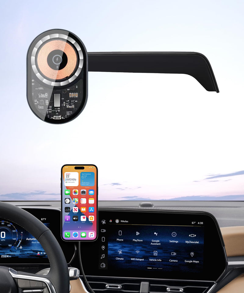 15W Wireless Charger Car Phone Holder for Chevrolet Equinox 2025-2026 | 11.3"Screen Magsafe Accessories Fast Charging Magnetic Cell Phone Holder Clip Compatible with iPhone Android, 3D Fit Bracket 11.3-inch for 2025 2026 Equinox