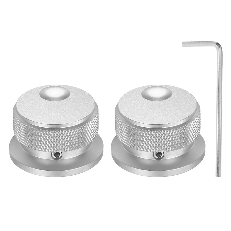 MECCANIXITY 2 Pcs Aluminium Potentiometer Knobs, 1/4" (6mm) Universal Volume Tone Control Knobs with Oval Groove Indicator for Guitar, 4/5" Silver(34x20mm) 34x20mm