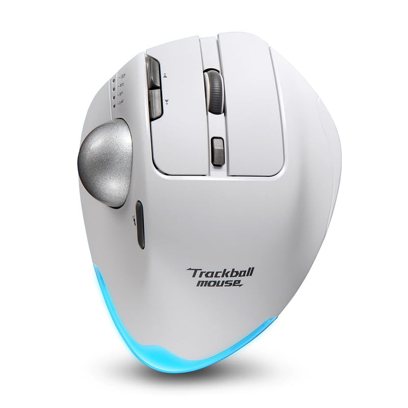 zelotes Trackball Mouse,Rechargeable Wireless Bluetooth Mouse,4800 DPI (5-Level Adjustable), Dual Mode (BT 5.0/3.0 + 2.4G USB Receiver),LED Lighting,Ergonomic Design,for Laptop, PC, Pad (White) White
