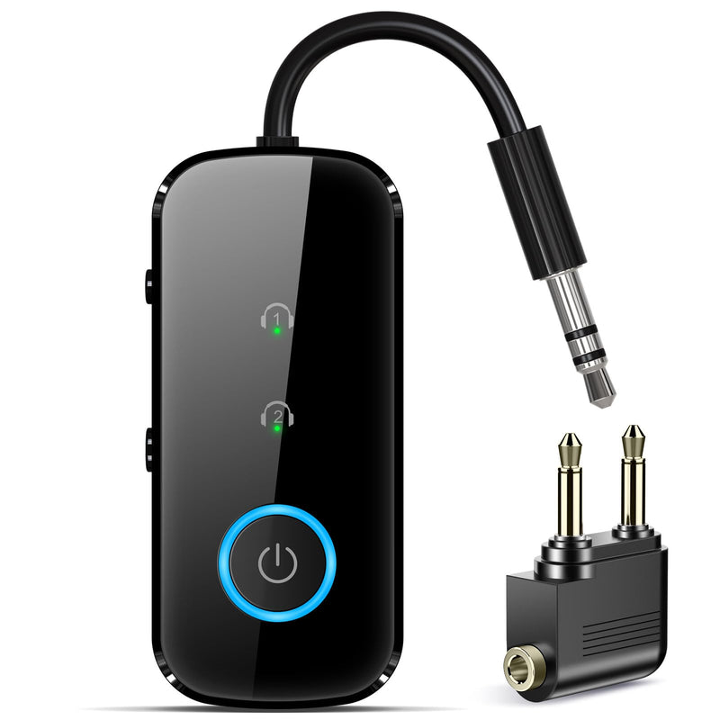 [AUSTRALIA] - Premium Pro Bluetooth 5.4 Transmitter Receiver,Airplane Audio Adapter,Wireless Transmitter for TV/Travel Flight,Airline,Gym.Compatible with 2 AirPods/Headphones,Bluetooth Receiver for Car/Home Stereo Black 