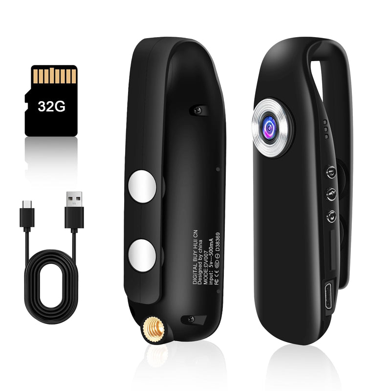 UYIKOO 32G Body Camera, Small Sport Video Camera HD 1080P Body Camera, Portable Pocket Tiny Body Cams with Back Clip with Magnetic Pocket Portable DV for Cycling, Pets, Walking, Traveling