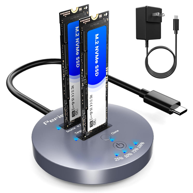 M.2 NVMe SSD Cloner Dock,10Gbps Dual-Bay NVMe to USB Enclosure 16TB | Supports Offline Clone,UASP,USB 3.2 Gen 2,M.2 Docking Station for SSDs Size 2230/2242/2260/2280/22110,Support 2x8TB
