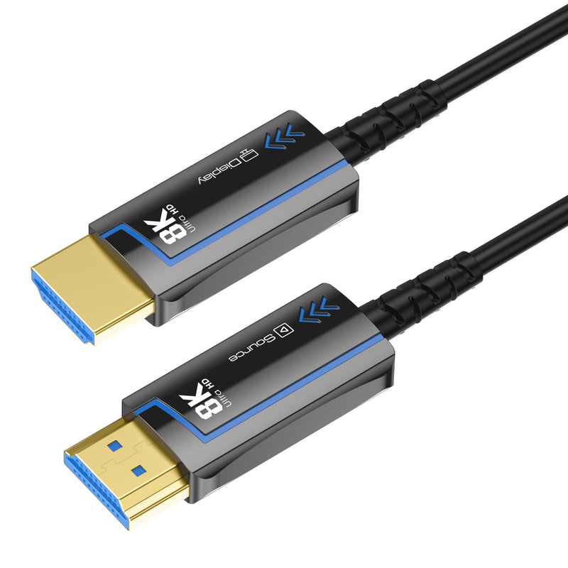 Fiber Optic HDMI Cable Speed HDMI 2.1 Cable 8K@60 4K@120Hz 48Gbps HDR eARC HDCP Compatible with UHD TV Box Projector PS5 Gold Plated Connector Ultra High Computer (Fiber Optic, 6.6FT(2M)) Fiber Optic 6.6 ft