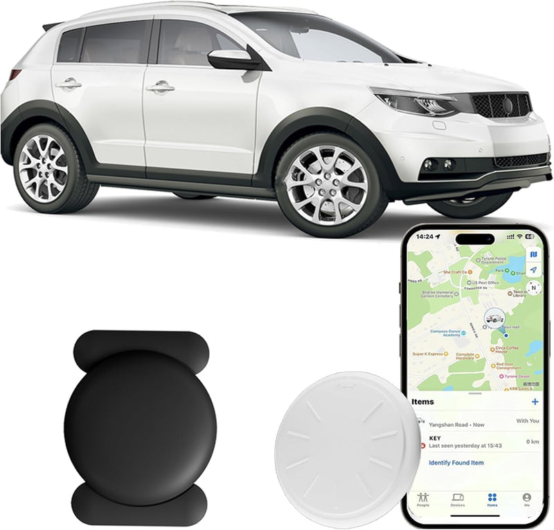 Hongtop Tracker Device for Vehicles,No Monthly Fee Anti-Theft Hidden Car GPS Tracker,Real Time GPS Car Tracker with Magnetic Case Work with Apple Find My(iOS Only) (Black,1PCS) Black,1PCS