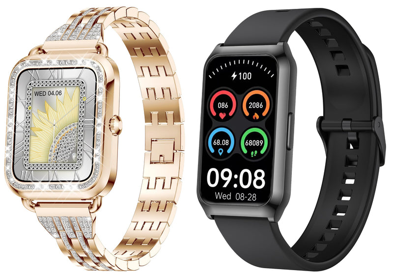 Smart Watches for Women Black+Gold Square Smart Watch