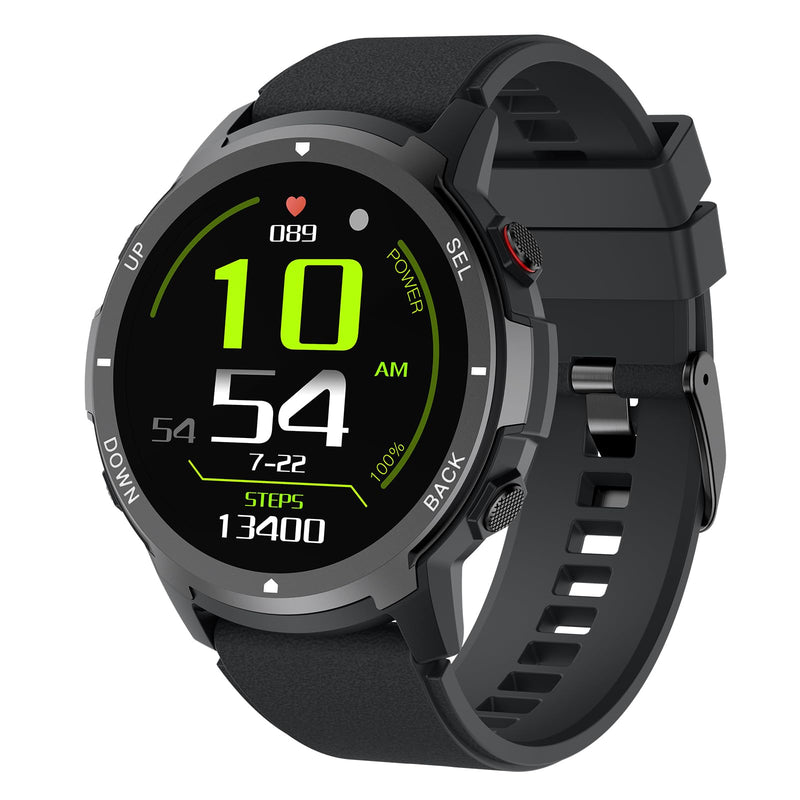 1.43'' AMOLED Fitness Watch with 4 Buttons, Smart Watches for Men with Heart Rate/BP/Sleep Tracker, Pedometer, 110+ Sport Modes, Password, 5ATM Military Smart Watch for Android iOS