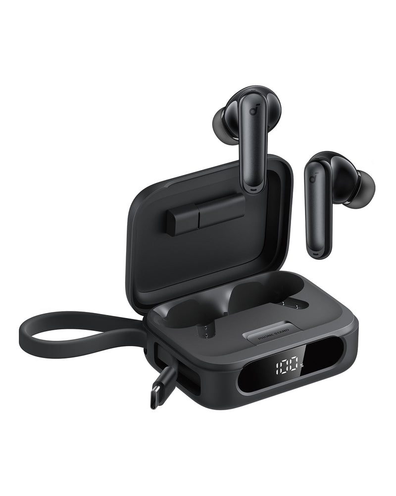 Soundcore P41i by Anker Adaptive Noise Cancelling Earbuds | With Portable Charging, Built-in Lightning Adapter, 192H with Case, 6-Mic AI Clear Calls, IPX5 Wireless Bluetooth Earbuds Black