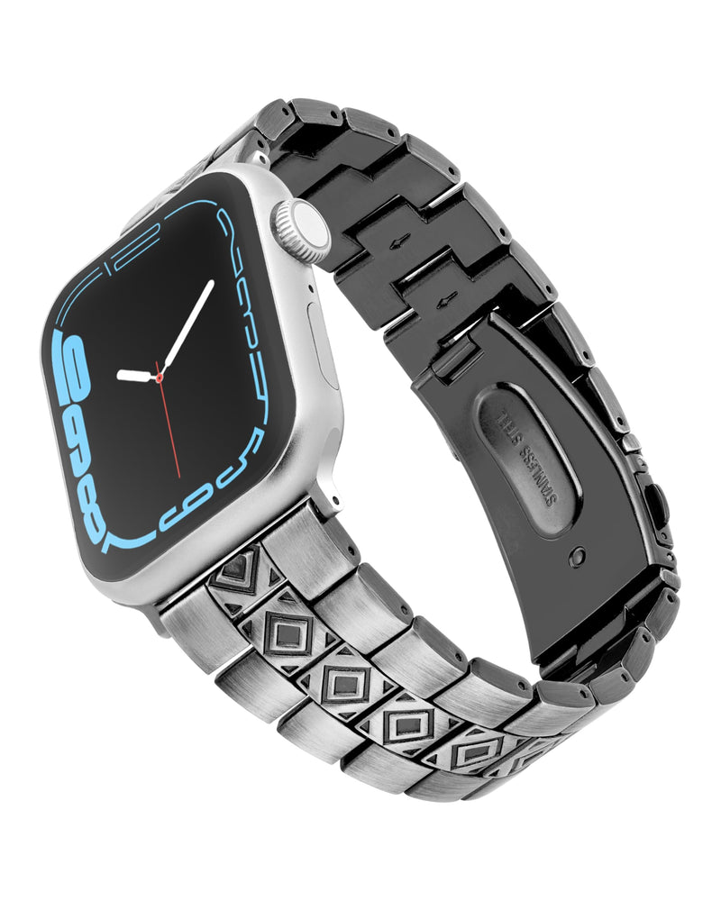Wrangler® Silver Link Metal Band for Apple Watch®, Western Style, Unisex | Fits all Apple Watch® Series & Sizes, Adjustable Sizing - Fits Most Wrists, Silver-Tone Alloy Links, Dress or Casual Wear Frontier Links