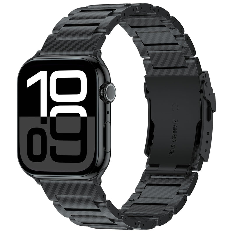 iiteeology Carbon Band Compatible with Apple Watch 46mm 45mm 44mm 42mm Series 11-1, Ultra 3/Ultra 2 49mm Band, Upgraded Light Genuine Carbon Fiber Band for Men Classic Black 49/46/45/44/42mm-Series 3 2 1
