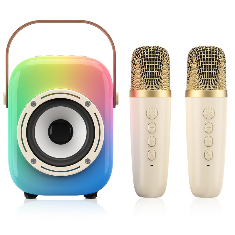 MOYU Mini Karaoke Machine for Kids: Portable Bluetooth Speaker Set with Two Wireless Microphones & Flowing Light Gifts for Girls Boys Toddler Adults Home Party