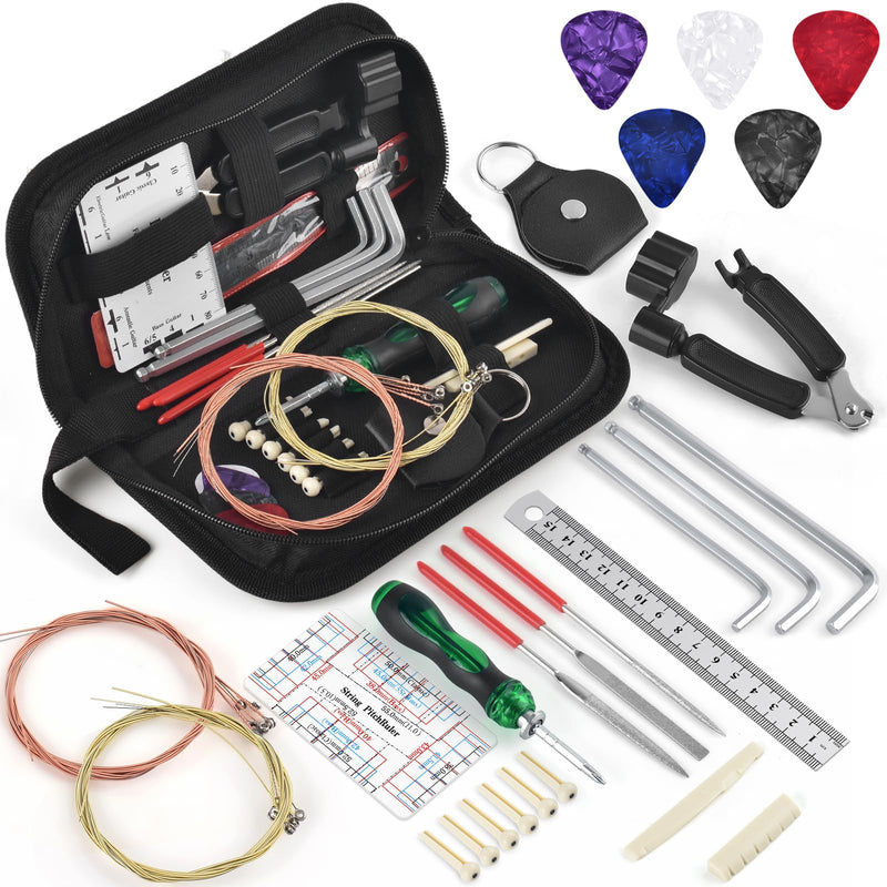 [AUSTRALIA] - 37Pcs Guitar Tools, Guitar Repaire Kit Care Tools with Carry Bag for Acoustic Electric Guitar Ukulele Bass Banjo, Gift for Music or String Instrument Enthusiast 