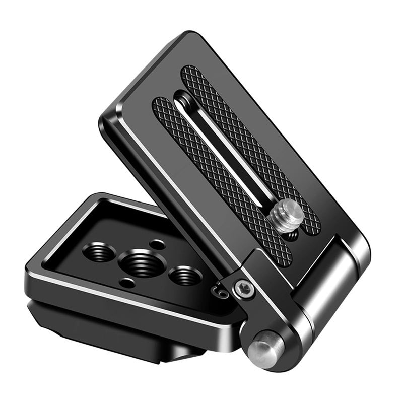 Foldable Camera L Bracket,Tripod Quick Release Plate, Aluminum Vertical Horizontal Switching Mount with Arca Swiss 1/4" & 3/8" Threaded for DSLR Mirrorless Camera Stabilizer Monopod Tripod Gimbal