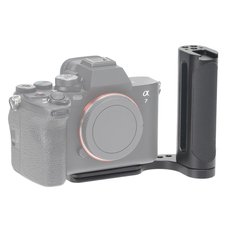 FocusFoto 2nd Gen L-Shaped Bracket Holder Stabilizer with Side Handle Grip Universal for DSLR Mirrorless Camera, with 1/4" Cold Shoe Mount for Mic Flash LED Light, Quick Release Plate for Arca Tripod