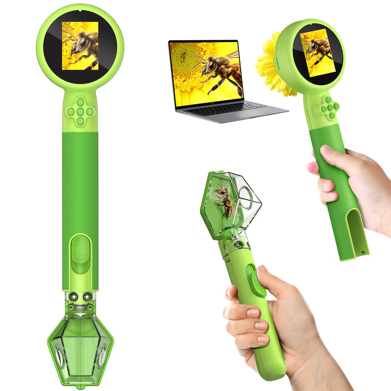[AUSTRALIA] - Microscope for Kids with Bug Catcher, 1080P HD Digital Handheld Portable Kids Microscope, 2 in 1 STEM Science Educational Learning Kit Christmas Birthday Gifts Toys for 3-15 Boys & Girls (Green) Bug Catcher & Microscope Kits Green 