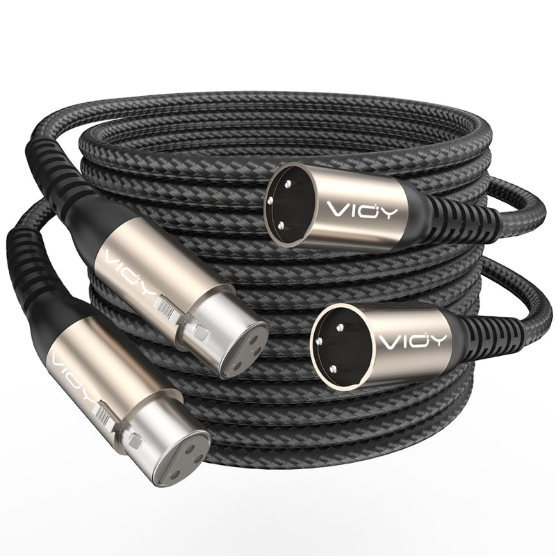 VIOY XLR Microphone Cable 30 FT + 30 FT, Mic Cable Male to Female Balanced Cord 3 Pin - Nylon Braided XLR Extension Cable for Microphone, Mixer, Recoding Studio, Amplifier, Podcast, etc 30FT 2