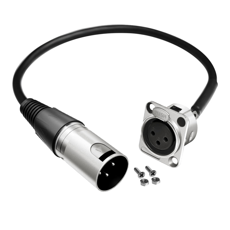XLR Panel Mount [New Version 2025] XLR Plate Solderless 3 Pin Patch Bay Cable for Audio Equipment Mixers Studio Box Connector Studio Wall Plate Solderless With installation Screws and Nuts (F to M) F to M