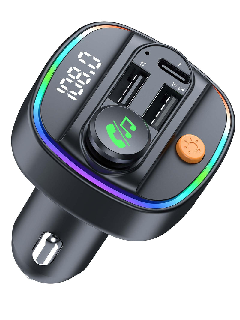 [AUSTRALIA] - Bluetooth 5.3 FM Transmitter for Car, Wireless Car Adapter with Hands-Free Calling, Navigation Announcement, USB/AUX Playback, Dual USB & Type-C Fast Charging, for iPhone/Android/Smartphones C4 