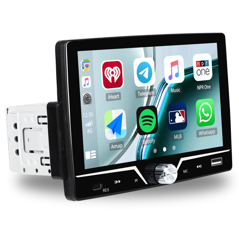 Single Din Car Stereo with Apple Carplay Android Auto, 7 Inch HD Touch Screen Car Radio Support Mirror Link Bluetooth 5.0 FM Type-C USB EQ SWC, Car Play Audio Receivers Headunit