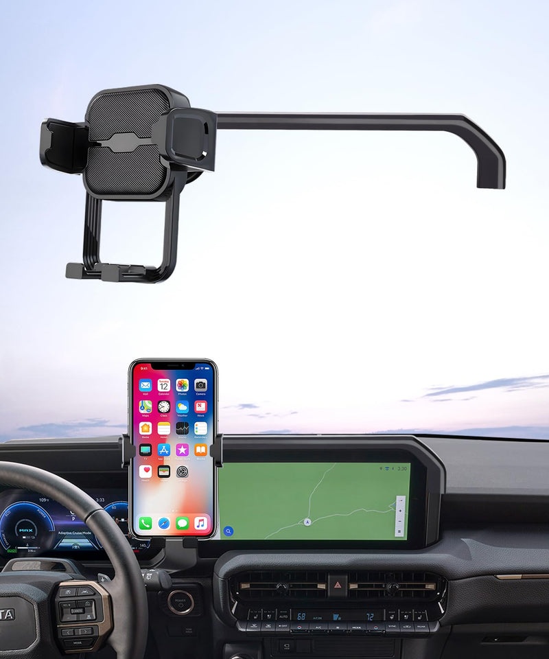 Auto Clamp Car Phone Holder for Toyota Land Cruiser/Prado 2024-2026 | 8/12.3" Screen Universal Mechanical Clip Cell phone Mount Accessories Fit iPhone Android, Automobile GPS Dashboard Cradle