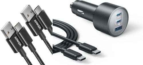 Anker USB A to USB C Cable [2 Pack 3ft] & Anker iPhone 17 USB-C Car Charger