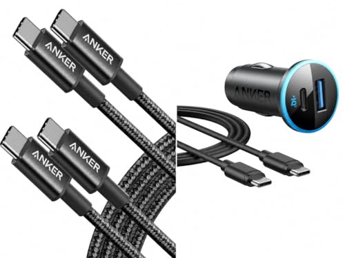 Anker USB C to USB C Cable 323 USB-C Car Charger Adapter with USB-C Cable