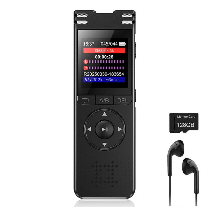 [AUSTRALIA] - 128GB Digital Voice Recorder with Playback Upgraded Voice Activated Recording with Premium Noise Reduction Dictaphone Device Perfect for Lectures Meetings Interviews 