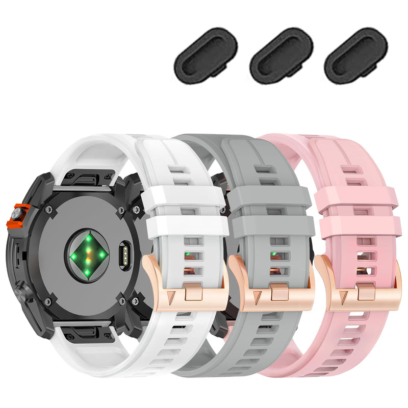 26mm Quickfit Watch Bands Compatible With Garmin Tactix 8 7/Fenix 8 Pro AMOLED 51mm/Fenix 7X pro/7X/6X Pro/6X/5X Plus/5X/3 HR/3,Silicone Sport Strap for Quatix 8/epix Pro 51mm/Enduro 3 2 3Pack3