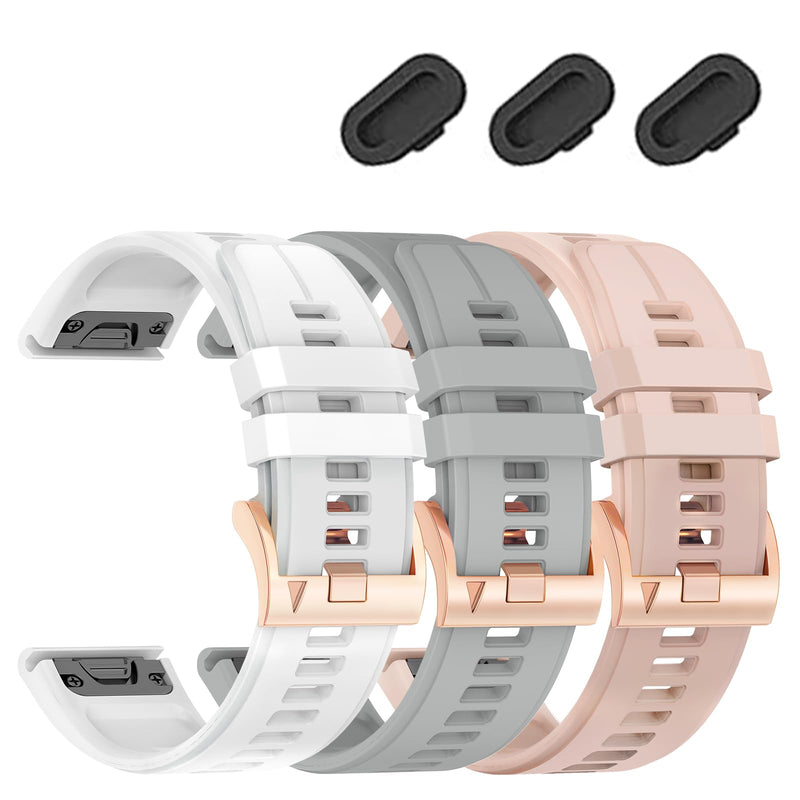 22mm Bands Compatible with Garmin Fenix 8 Pro Tactix 8 AMOLED 47mm/Fenix 7/7 pro/6/6 pro/5/5 plus,Silicone Quickfit Watchband for Descent G2/G1 Solar/quatix 8 47mm/Forerunner 970/965/955/945 3pack3